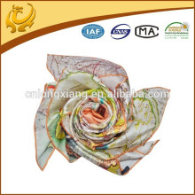 Turkish Printed Pattern Silk Material Wholesale Solid Color 100 Silk Satin Square Scarf For Women